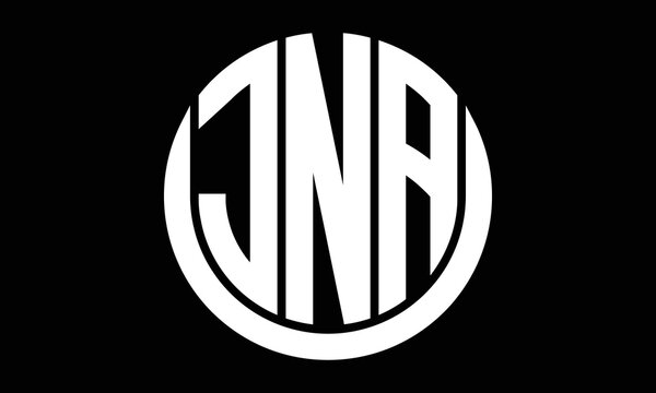 JNA three letter circle logo design vector template.  monogram symbol on black & white.