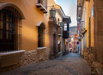 colorful tourist colonial houses to visit in La Paz Bolivia and Latin America