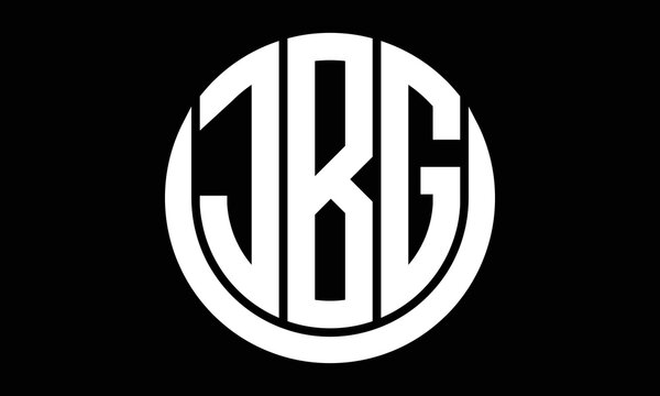JBG three letter circle logo design vector template.  monogram symbol on black & white.