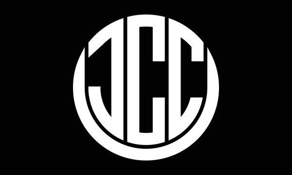 JCC three letter circle logo design vector template.  monogram symbol on black & white.