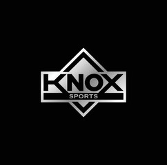 Knox Sports metalic logo. Shield Logo design. Vector Illustration.