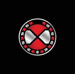 Letter X emblem. Circle shield logo design. Vector Illustration.