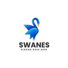 Vector Logo Illustration Swan Gradient Colorful Style.