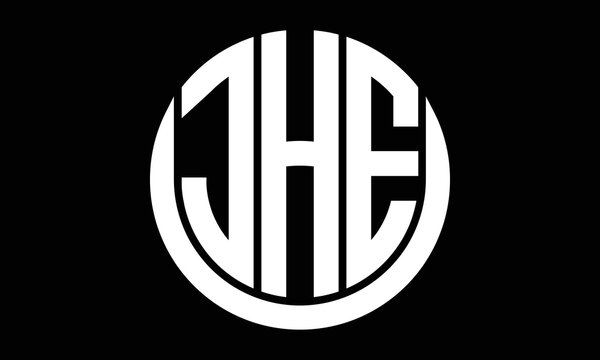 JHE three letter circle logo design vector template.  monogram symbol on black & white.