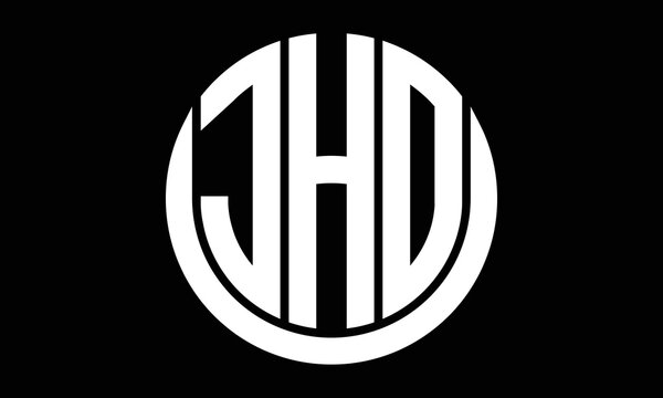 JHO three letter circle logo design vector template.  monogram symbol on black & white.