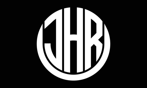 JHR three letter circle logo design vector template.  monogram symbol on black & white.