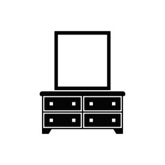  Dresser with mirror icon in black flat glyph, filled style isolated on white background