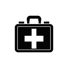 Fototapeta premium First aid icon in black flat glyph, filled style isolated on white background