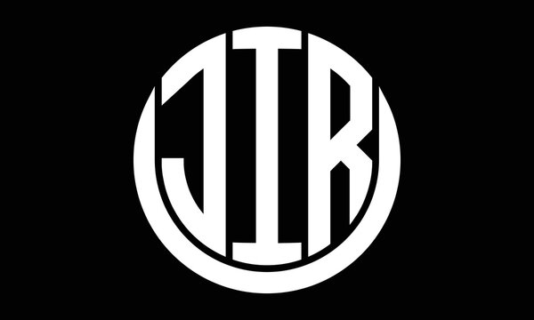 JIR three letter circle logo design vector template.  monogram symbol on black & white.