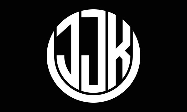 JJK three letter circle logo design vector template.  monogram symbol on black & white.
