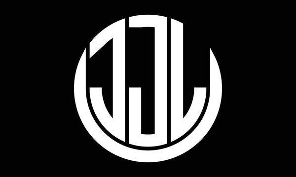 JJL three letter circle logo design vector template.  monogram symbol on black & white.
