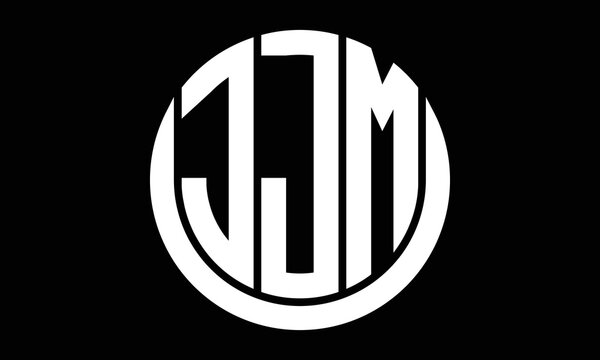 JJM three letter circle logo design vector template.  monogram symbol on black & white.