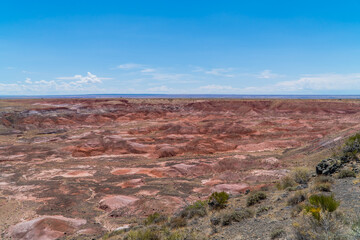 Panoramic view of the Badlands scenery in the Petrified Forest National Park, Arizona, USA