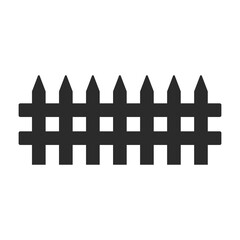 Vector fence silhouette. Black wooden fence isolated on white background.