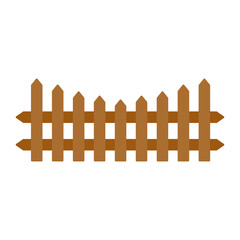 Vector fence silhouette. Black wooden fence isolated on white background.