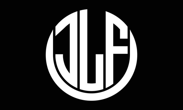 JLF three letter circle logo design vector template.  monogram symbol on black & white.