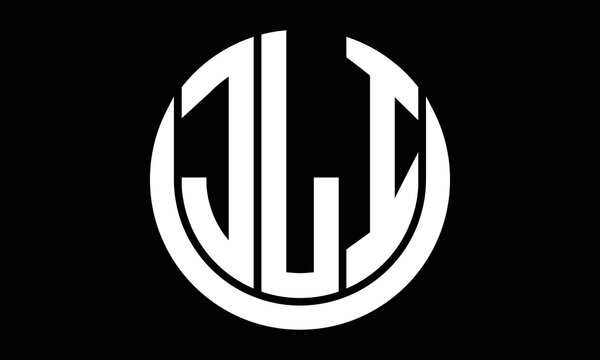 JLI three letter circle logo design vector template.  monogram symbol on black & white.