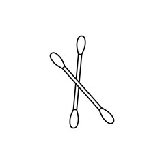 Cotton swabs icon in line style icon, isolated on white background