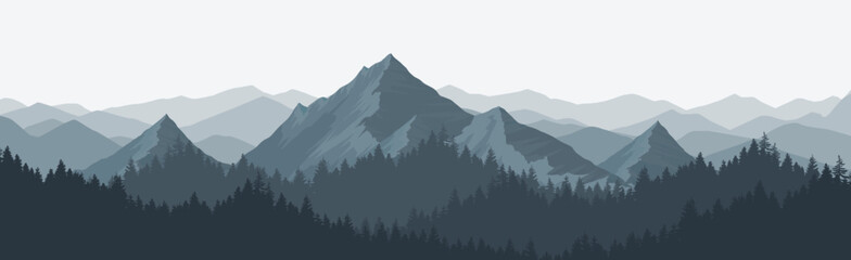 Mountain landscape in the morning or evening. Nature Background Vector Illustration Website Brenner.