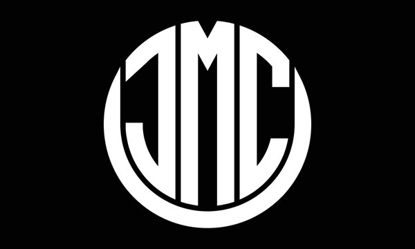 JMC three letter circle logo design vector template.  monogram symbol on black & white.