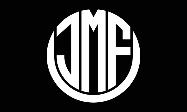 JMF three letter circle logo design vector template.  monogram symbol on black & white.