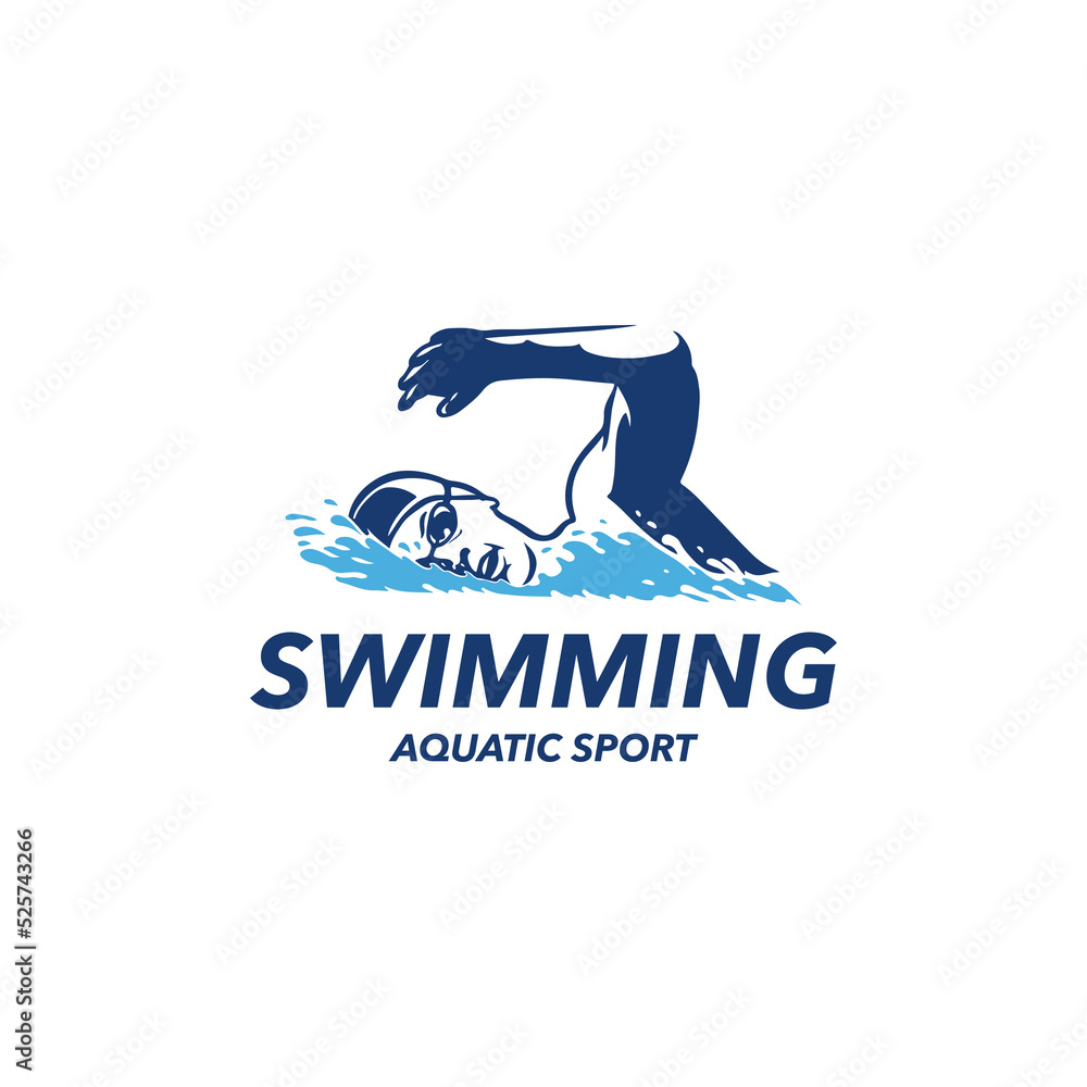 Poster logo of a swimmer. swimming club or swimming school logo design template inspiration