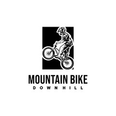 Mountain bike downhill bicycle logo design template