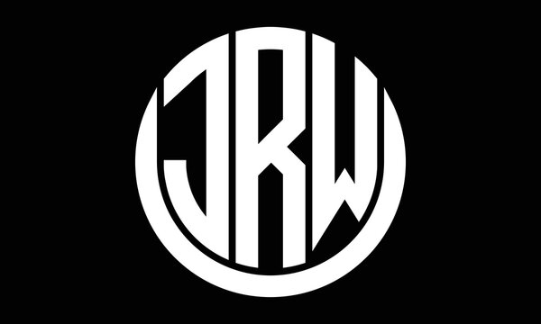 JRW three letter circle logo design vector template.  monogram symbol on black & white.