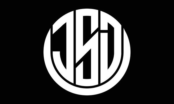 JSD three letter circle logo design vector template.  monogram symbol on black & white.