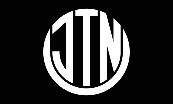 JTN three letter circle logo design vector template.  monogram symbol on black & white.