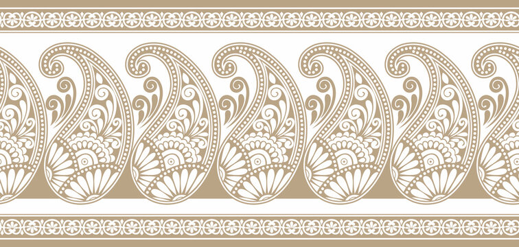 Set of seamless borders and circular ornament in form of frame for design,  application of henna, Mehndi, tattoo and print. Decorative pattern in ethni  Stock Vector Image & Art - Alamy
