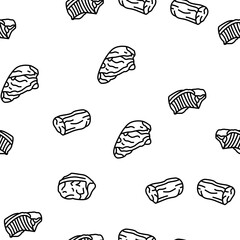 Beef Meat Nutrition Production vector seamless pattern