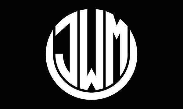 JWM three letter circle logo design vector template.  monogram symbol on black & white.