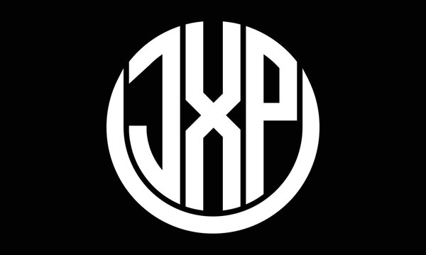 JXP three letter circle logo design vector template.  monogram symbol on black & white.