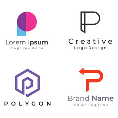 Abstract Logo design element initial letter P monogram. Luxurious, elegant and minimalist symbol. Logo can be used for brand, identity and others.