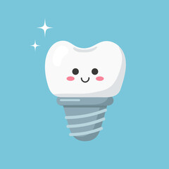 Cute tooth implant. Vector illustration
