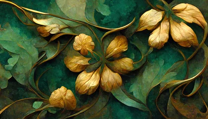Deurstickers Elegant floral background in Art Nouveau style. Retro decorative flower design. 3D illustration. © Bisams