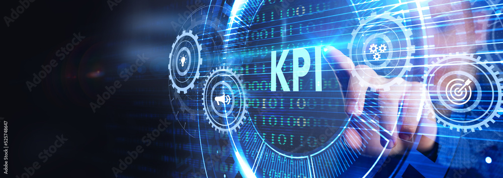Poster kpi key performance indicator for business concept. business, technology, internet and network conce