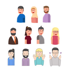 Fototapeta premium Male and female faces avatars. flat style icons set