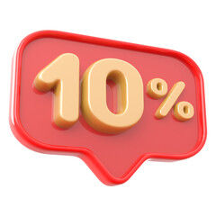 sign 3d number 10 percent gold sale