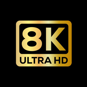 8K ultra HD icon golden color badge vector illustration