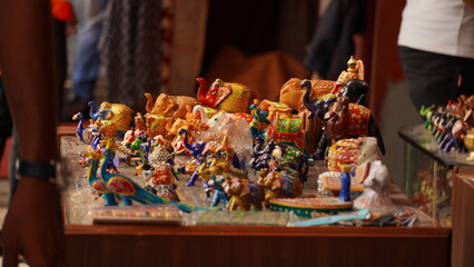 Many elephant statues made of clay