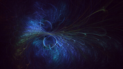 3D rendering abstract blue fractal light background