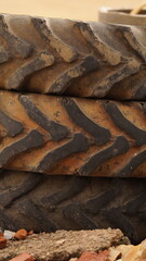 Close up picture of tractor wheel