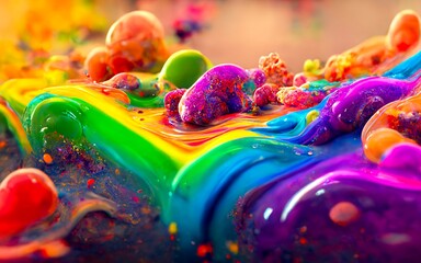 Colorful acrylic paint closeup abstract background 3D illustrations