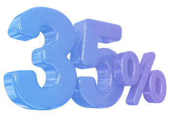 3d number 35 percent blue