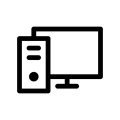 PC outline icon. Black and white item from set dedicated computers and office equipment, linear vector.