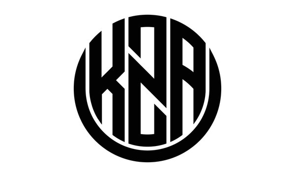 KZA three letter circle logo design vector template.  monogram symbol on black & white.