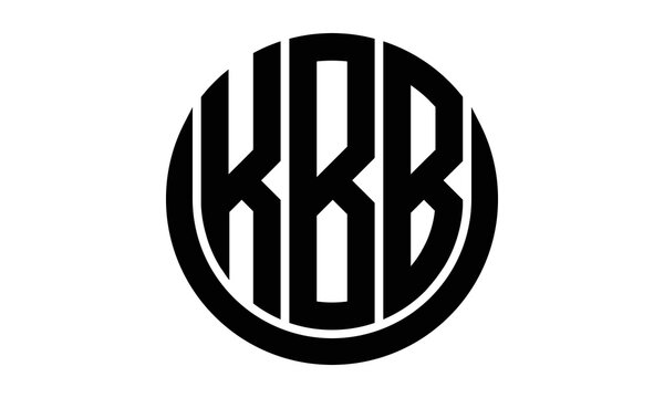 KBB three letter circle logo design vector template.  monogram symbol on black & white.