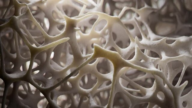 Slowmotion shot of spongy bone tissue growing, 3d animation.